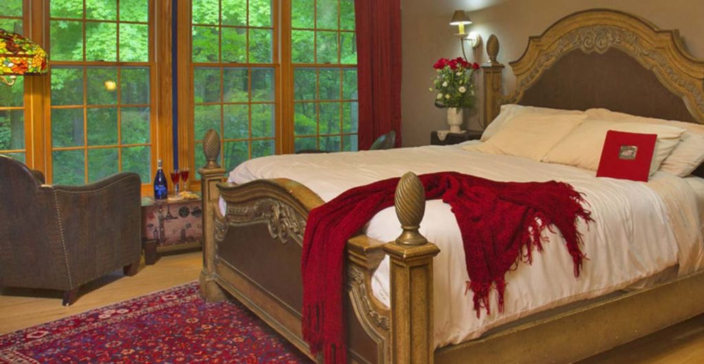 One of the beautiful guest rooms at Hidden Serenity Bed and Breakfast, one of the best places to stay in Wisconsin