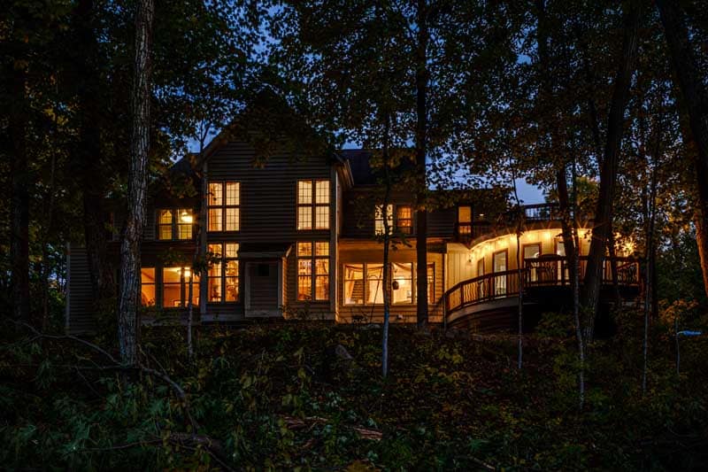 All lit up at night, escape to the tranquility of the best Bed and Breakfast in Wisconsin - the perfect place for romantic getaways in Wisconsin