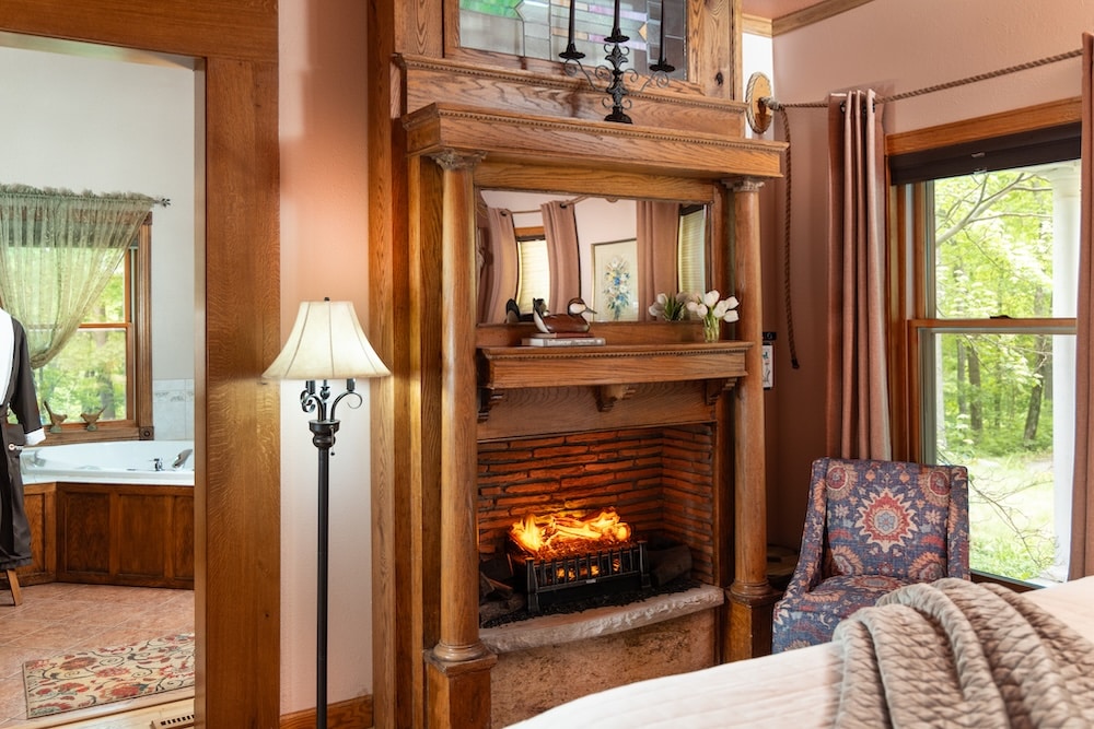 Head to Little Switzerland Ski Area This Winter 8 Guest room with fireplace, perfect for unwinding after skiing at Little switzerland